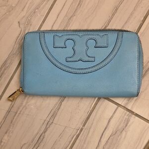Tory Burch Light Blue Leather Wallet